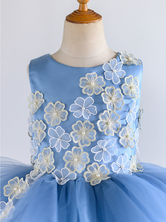 Daisda Ball Gown Sleeveless Jewel Neck Flower Girl Dress Satin Tulle ...