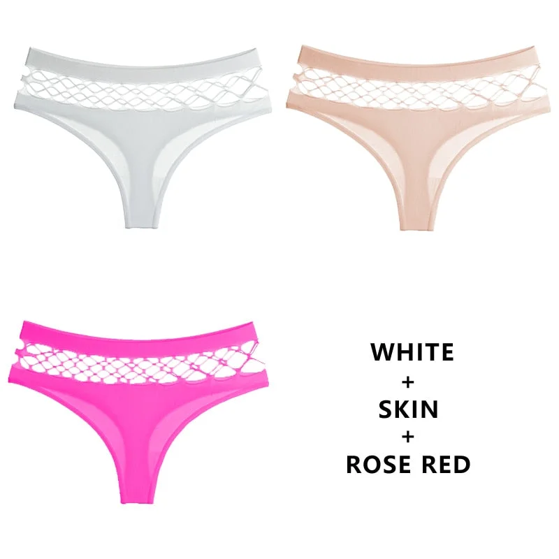 TERMEZY 3Pcs/Lot Hollow Out Lingerie Europe Seamless Sexy Panties Women  Elasticity Underwear Temptation Middle-waist G String