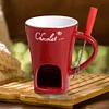 Candle Cup Cheese Chocolate Melting Ceramic Mug Chocolate Fondue Mug with Fork