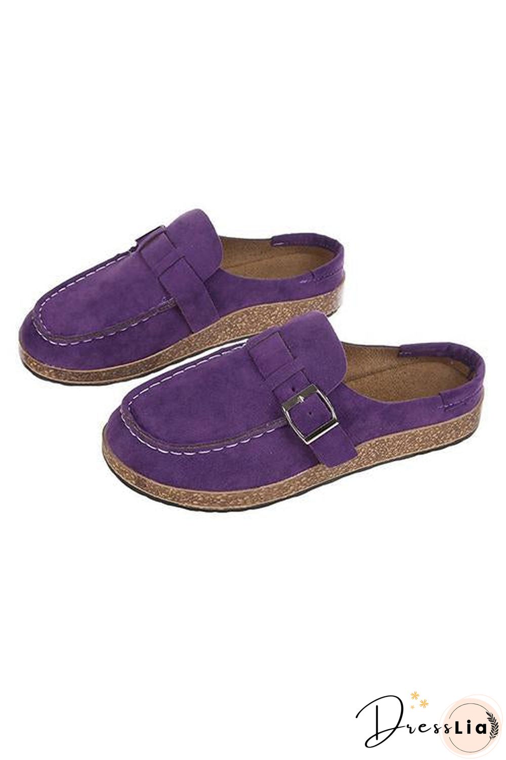 Closed Toe Slip On Slingbacks Nubuck Flat Sandals