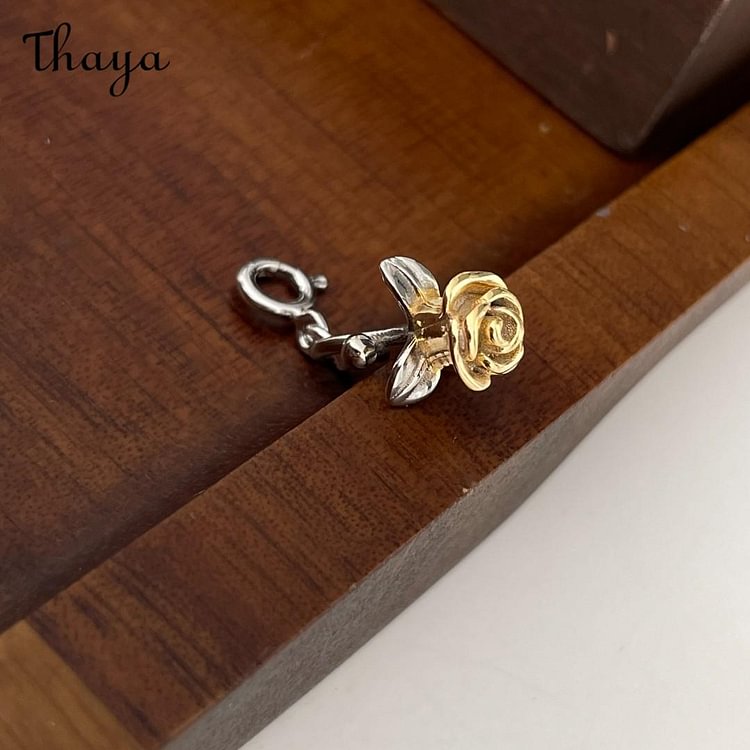 Thaya 925 Silver Three-Dimensional Yellow Rose Necklace