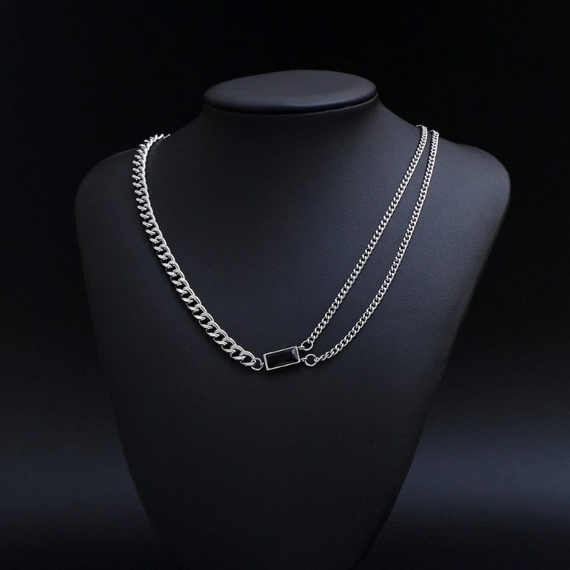 Hip-Hop Solid Color 304 Stainless Steel Inlay Rhinestones 18K Gold Plated Women's Layered Necklaces