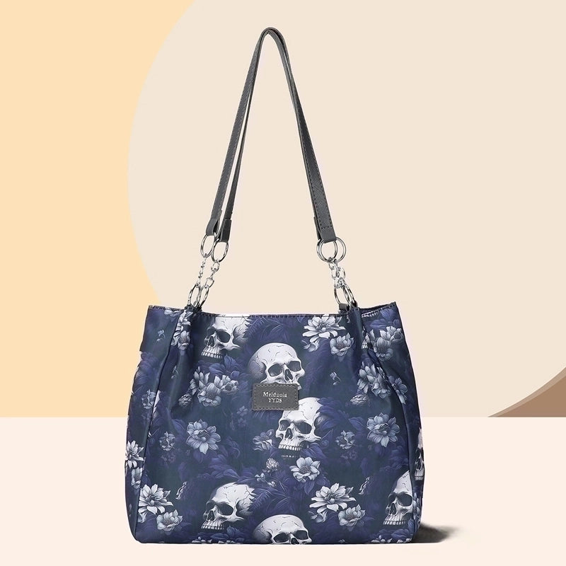 Halloween Women's Oxford Cloth Geometric Ghost Punk Zipper Underarm Bag