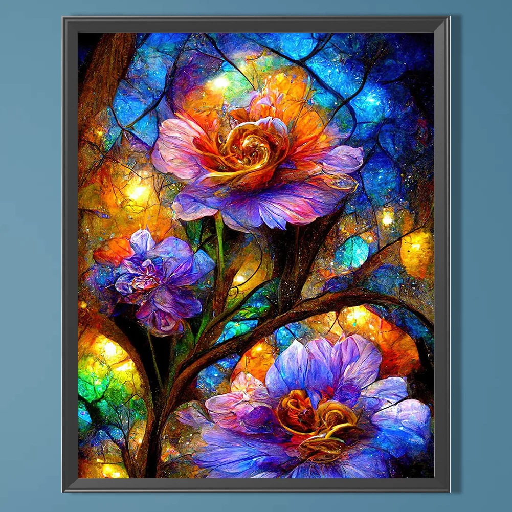 Diamond Painting - Full Square Drill - Stained Glass Flower(Canvas|40*50cm)