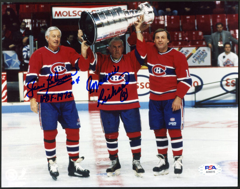 Jean Beliveau Maurice Richard SIGNED 8x10 Photo Poster painting Canadiens PSA/DNA AUTOGRAPHED