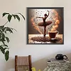 Danseuse sur café-perceuse ronde peinture diamant-40*40cm