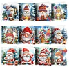 12Pcs Christmas Santa Claus Special Shape Diamond Panting Greeting Card