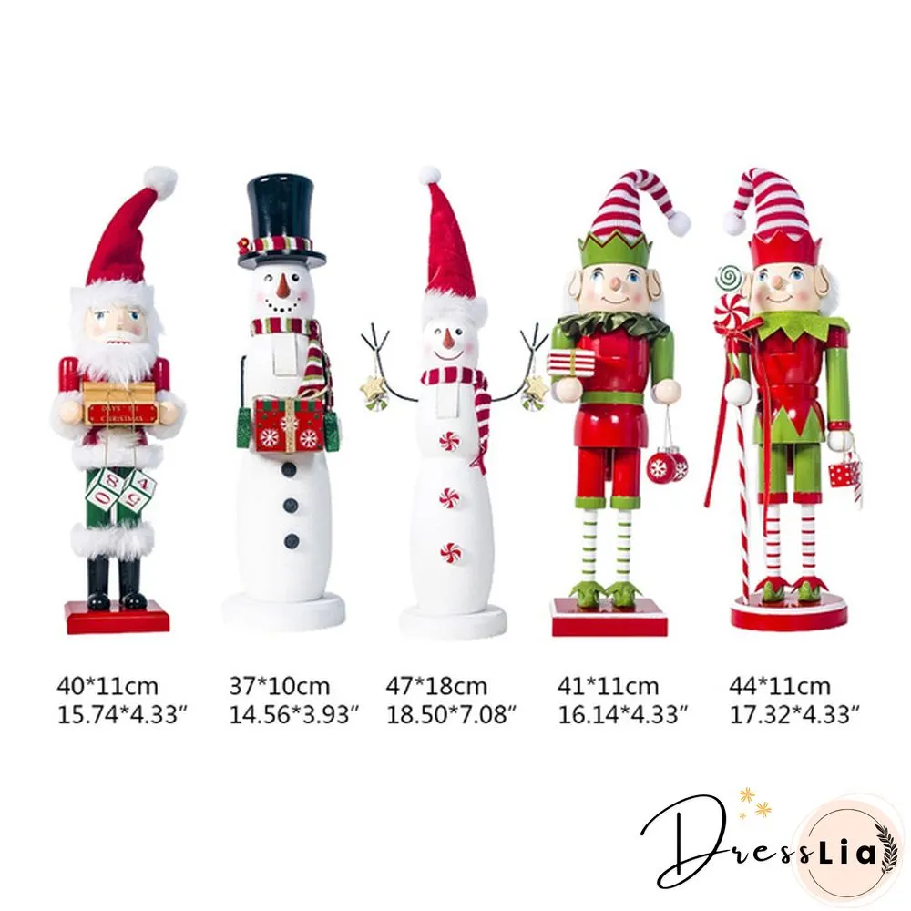 Christmas Wooden Standing Ornaments Cute Cartoon Santa Snowman Elf Nutcracker Doll Figures