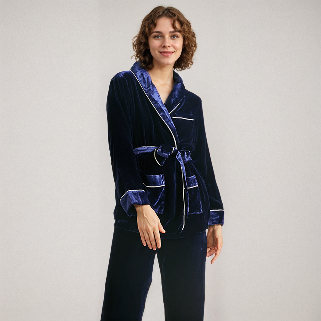 Kimono Style Silk Velvet Pajamas for Women REAL SILK LIFE