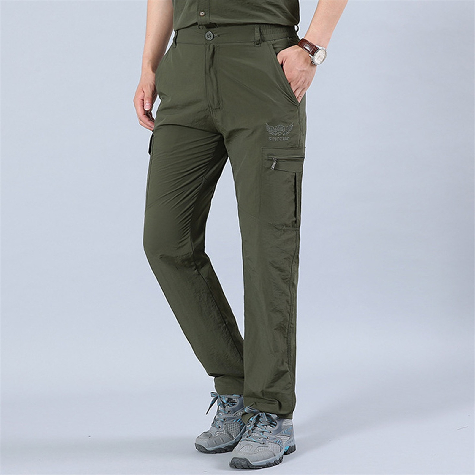 Wlntempo Mens Stretch Work Hiking Pants Quicking Dry Lightweight Windproof Outdoor Travel Climbing Breathable Straight Leg Sweatpants
