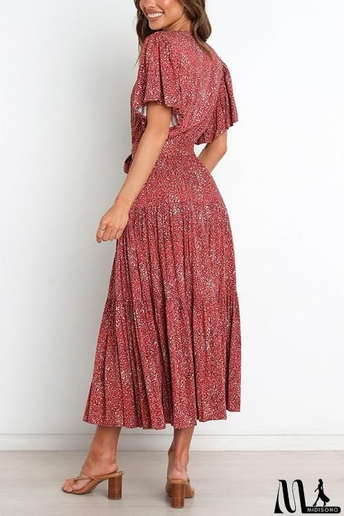 MidiSono - Print Ruffles Wrap Maxi Dress