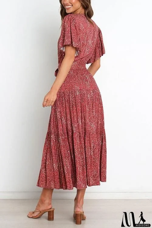 MidiSono - Print Ruffles Wrap Maxi Dress