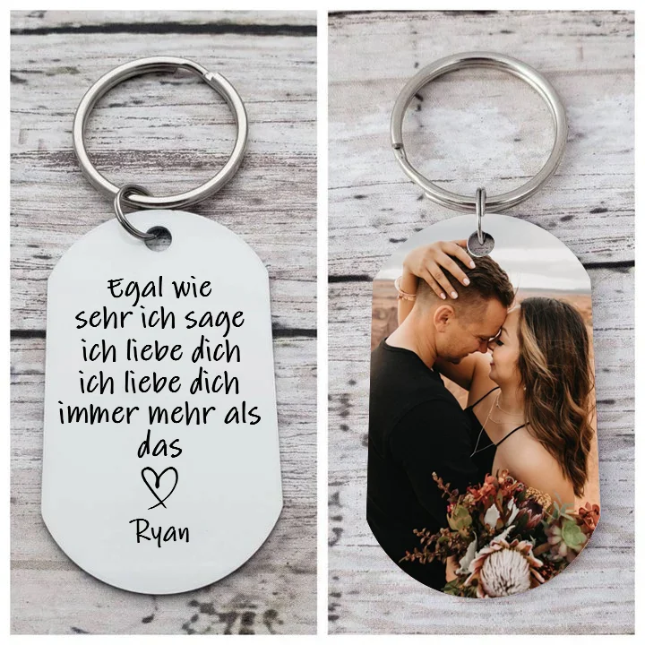 Kettenmachen Personalisierbares Foto & Name Schlüsselanhänger-Ich liebe dich immer mehr als das-Geschenk für Paare