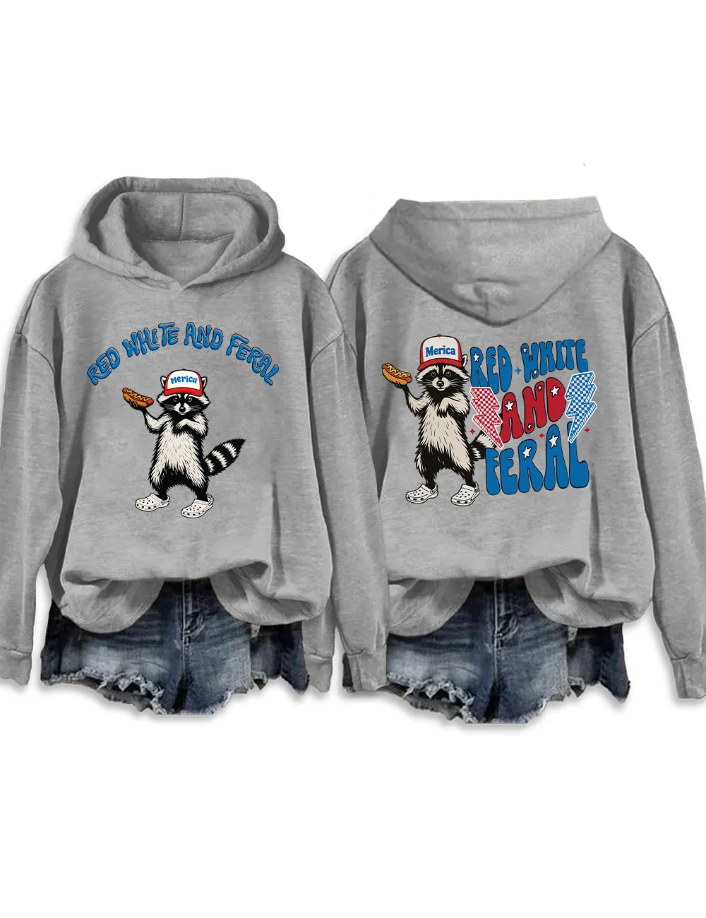 Red White And Feral Hoodie