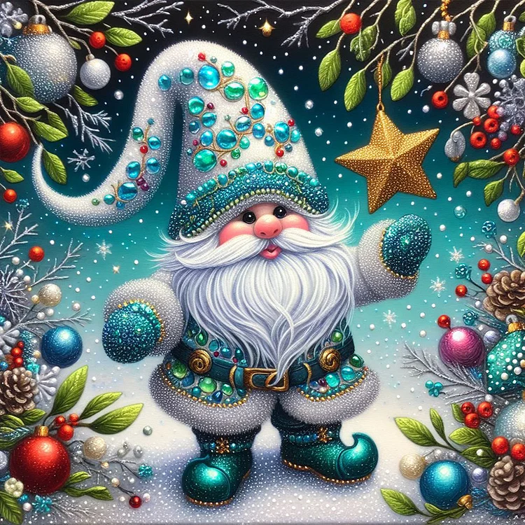 Christmas Star Gnome 40*40CM (Canvas) Full Round Drill Diamond Painting gbfke