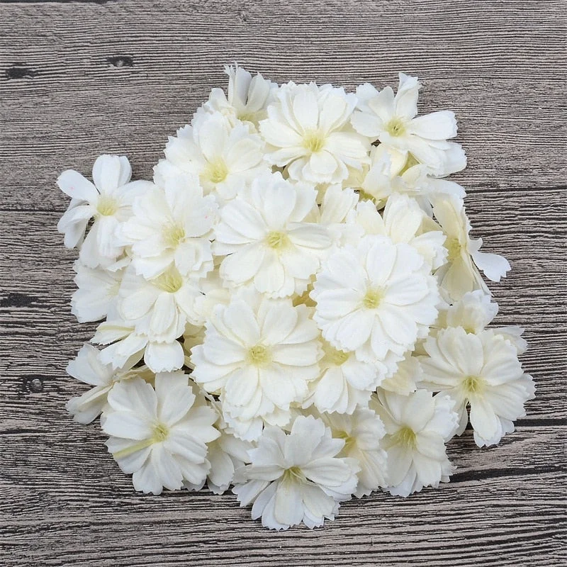 10/100pcs Mini Artificial  Silk Daisy Flower Heads For Wedding Home Decoration Handwork DIY Garland Accessories Fake Flower
