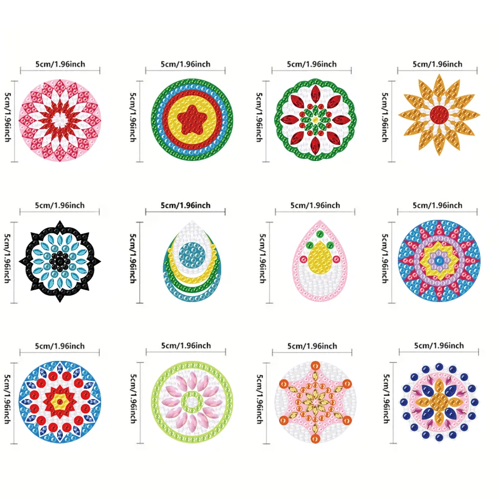 12 Pairs DIY Flower Double Sided Diamond Painting Earrings for Women Girls 