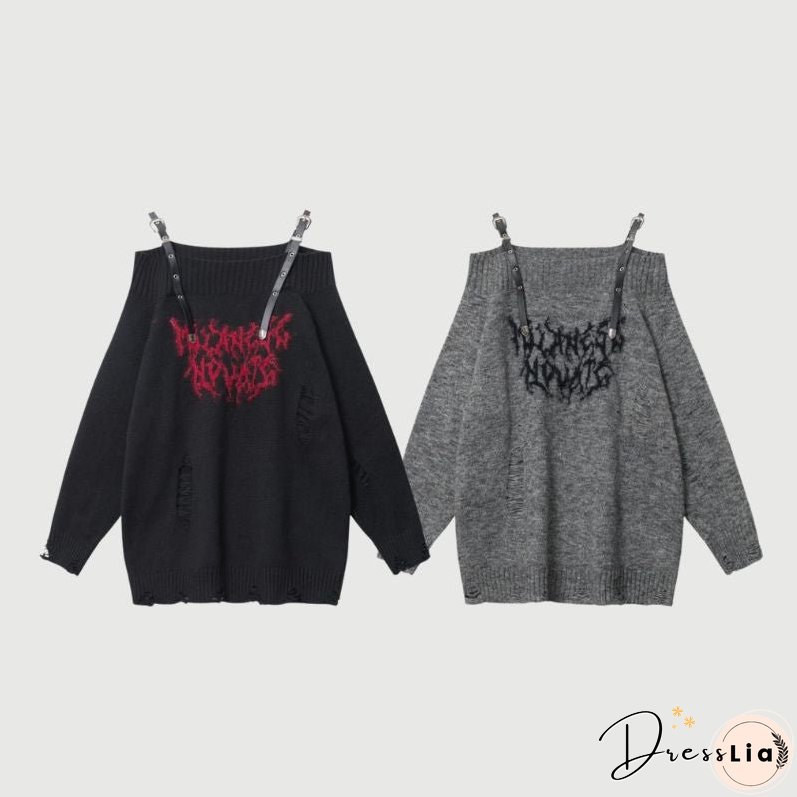 One-Shoulder Lazy Style Loose Sweater