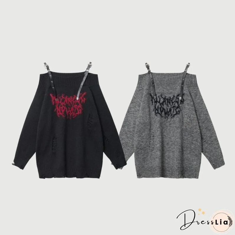 One-Shoulder Lazy Style Loose Sweater