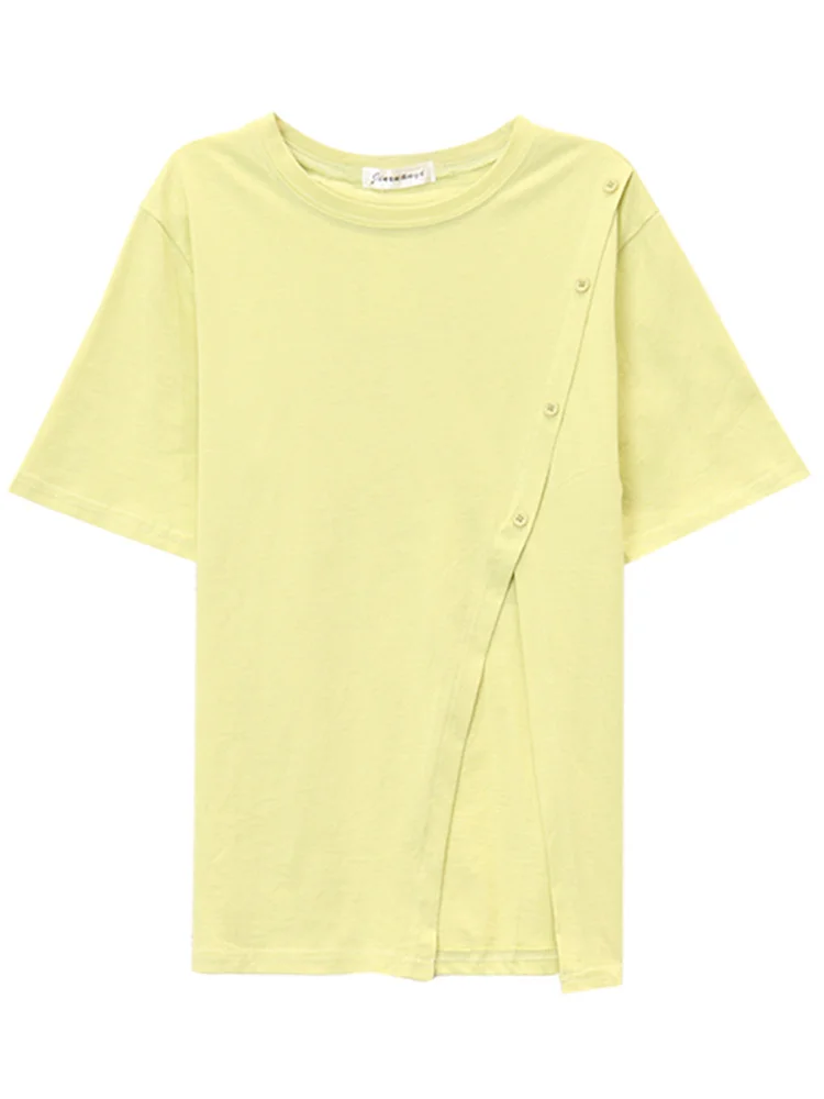 Uveng Uveng T-Shirt Female Summer Short Sleeve Design Sense 2023 New Irregular Loose Web Celebrity Student Coat Tide