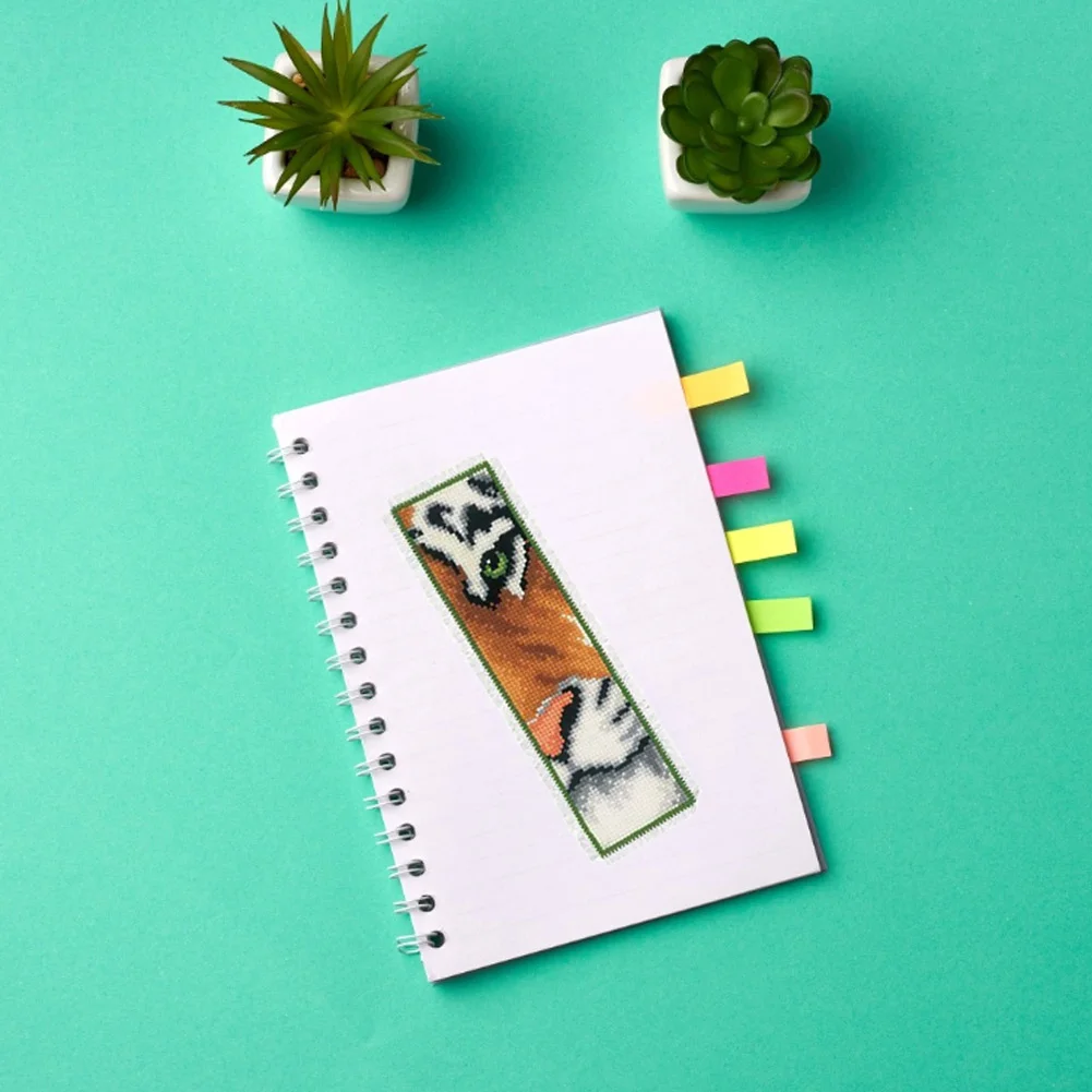 14ct 2-Strand Double-sided Counted Cross Stitch Bookmark - Tiger(18*6cm)