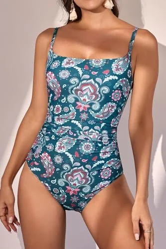 Women's Tummy Control Ruched One Piece Swimsuits