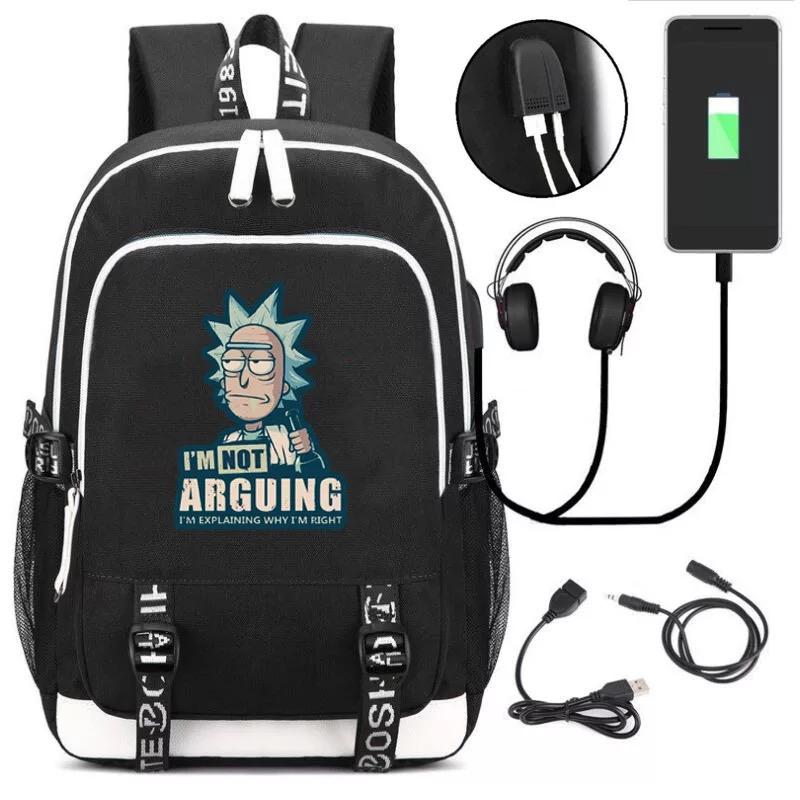 Mayoulove Anime Rick And Morty #1  USB Charging Backpack School Note Book Laptop Travel Bags-Mayoulove