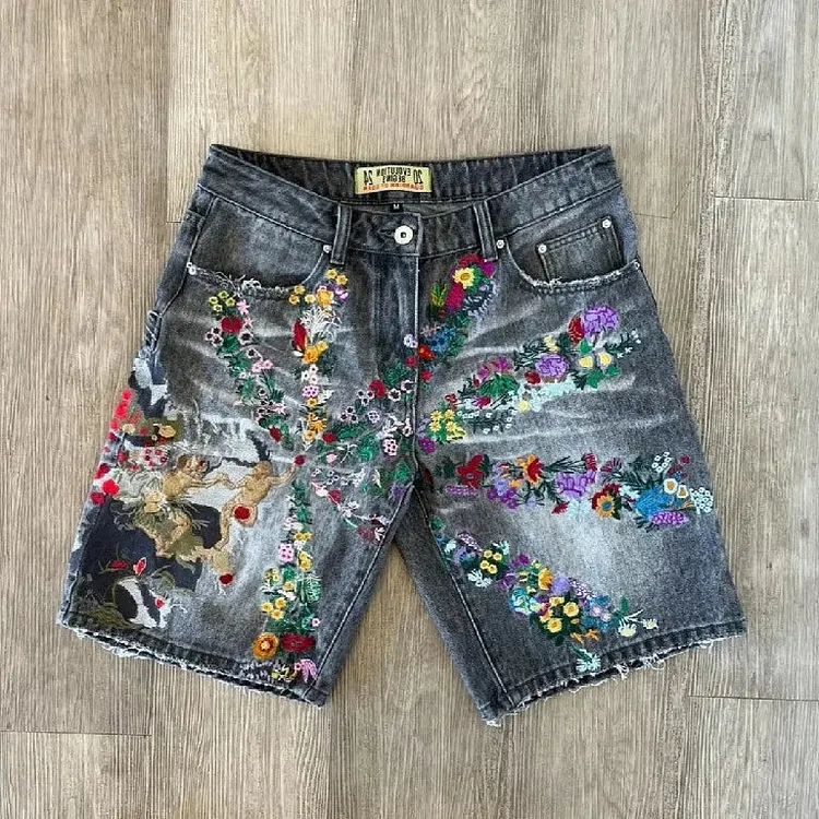Hip Hop Embroidered Baggy Short