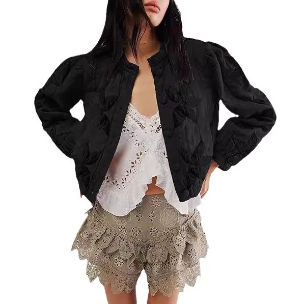 Nigikala Nigikala Autumn And Winter Explosion Embroidered Good Quality Washing Cotton Maple Leaf Embroidery Lady Coat Cotton Suit