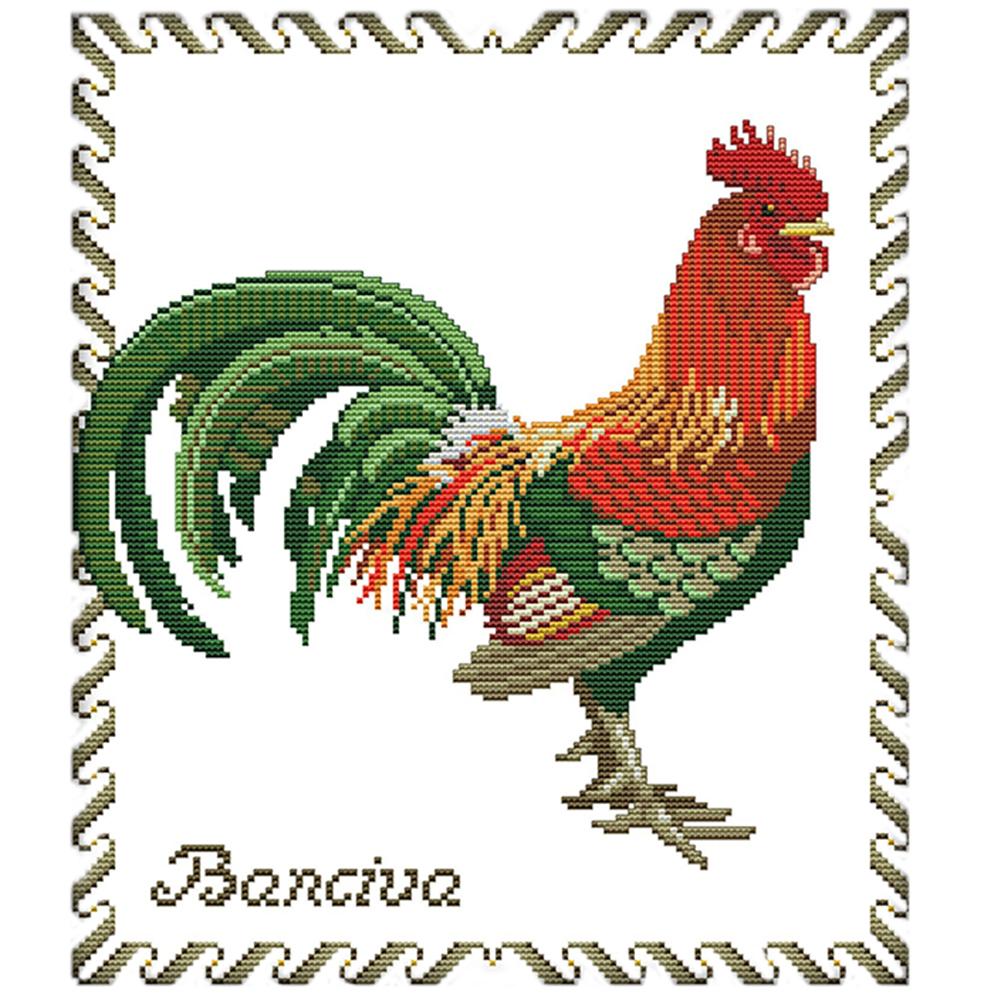 

Big Rooster - 14CT Stamped Cross Stitch - 37*33cm, 501 Original