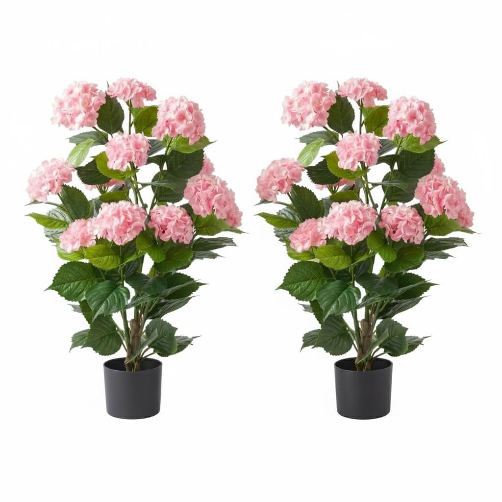 36'' Valentine's Day Pink Artificial Hydrangea Tree (Set of 2)