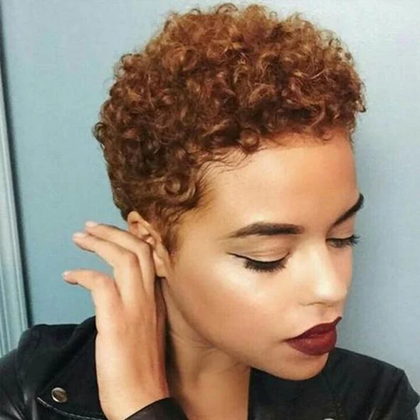 Women Afro Short Curly Hair Wig without Bangs