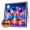 Silhouette De Mickey La Souris Complète Rond Diamant Peinture 30X30CM
