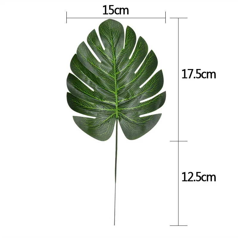 10pcs Fake Faux Artificial Tropical Palm Leaves Green Monstera Leaves for Home Kitchen Party Decorations Handcrafts wedding DIY