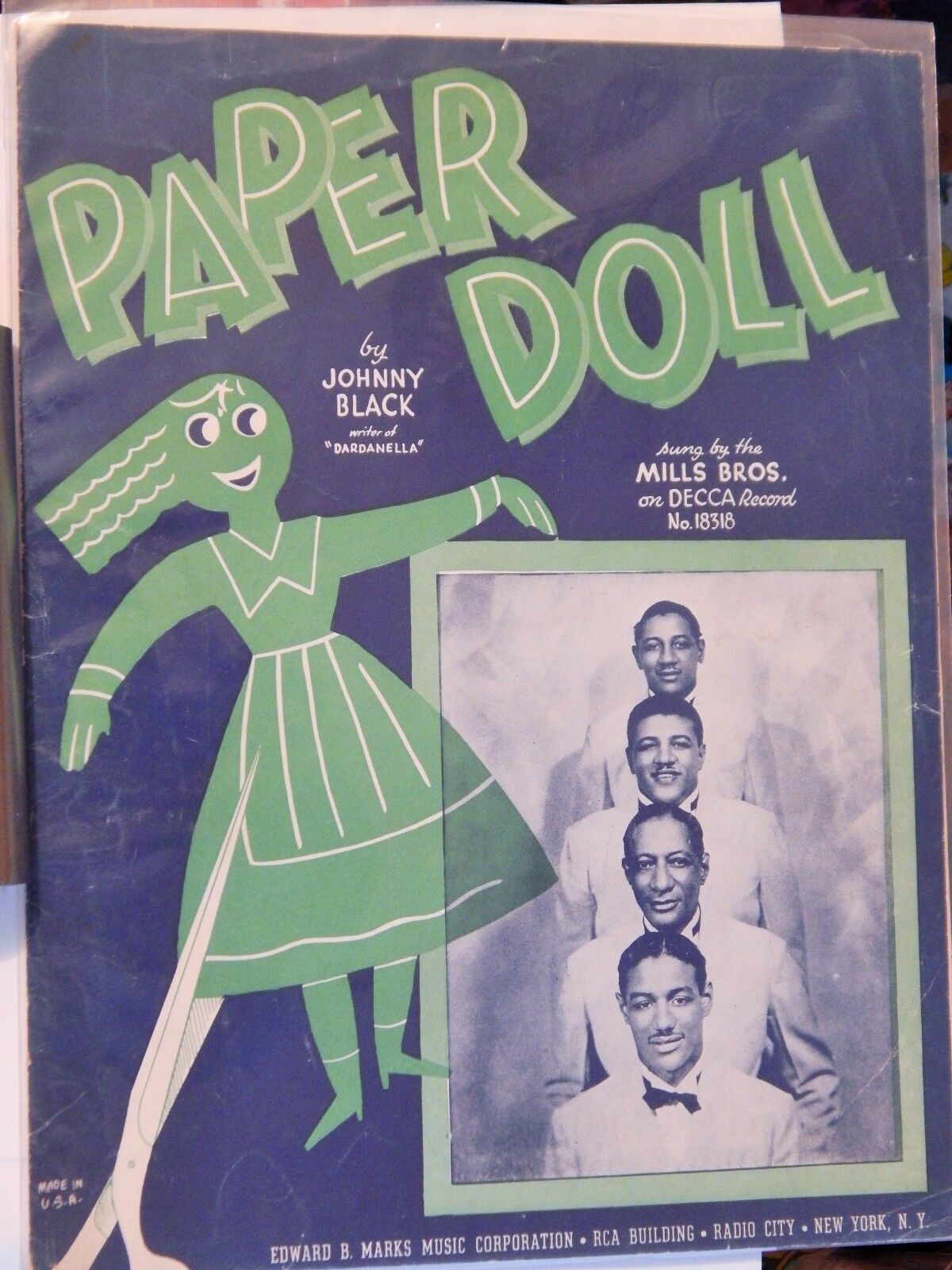 SHEET MUSIC 1948 PAPER DOLL