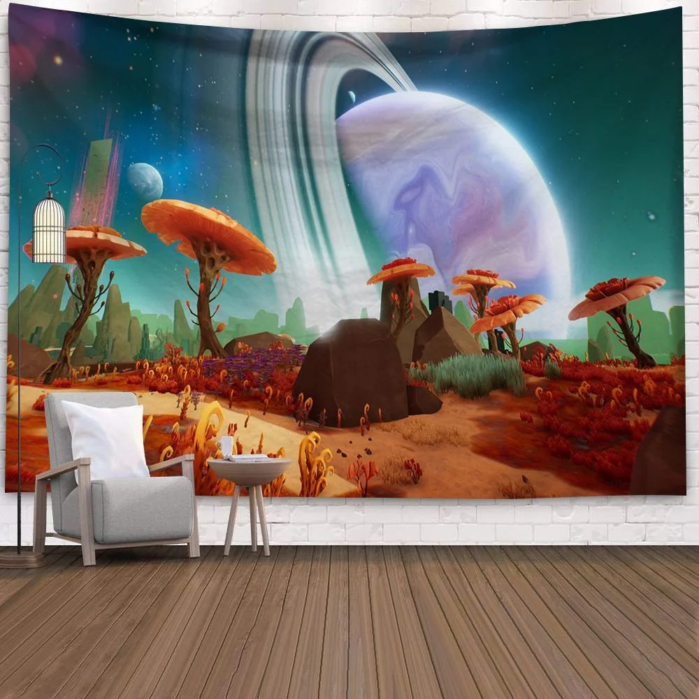 Hippy Psychedelic Dreamlike Mushroom Tapestry Home Bedroom Abstract Trippy Fairy Tale Wall Hanging Tapestry Decor Beach Towel