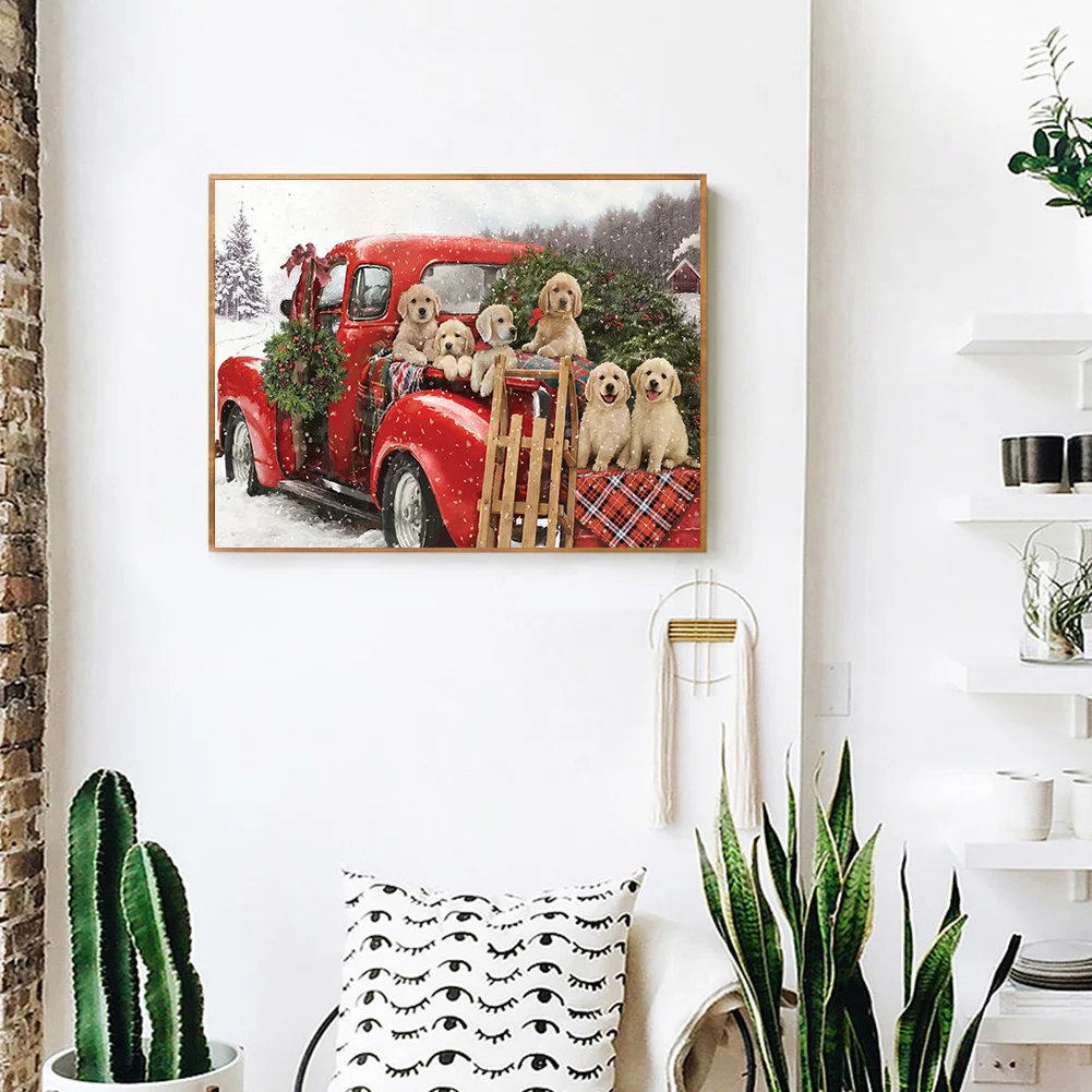 Diamond Painting - Full Round Drill - Christmas Dog