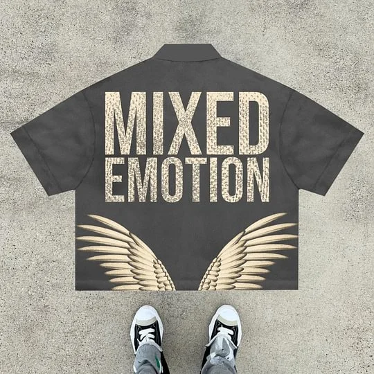 Mixed Emotion Zipper Short Sleeve Shirts