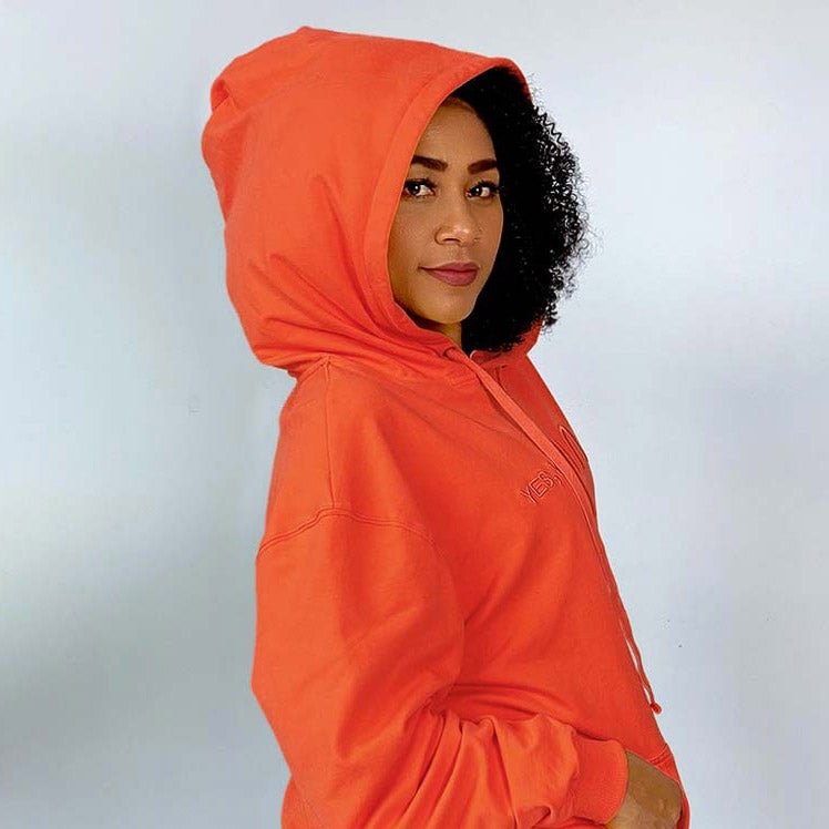 Fall Satin Lined Hoodie-Orange
