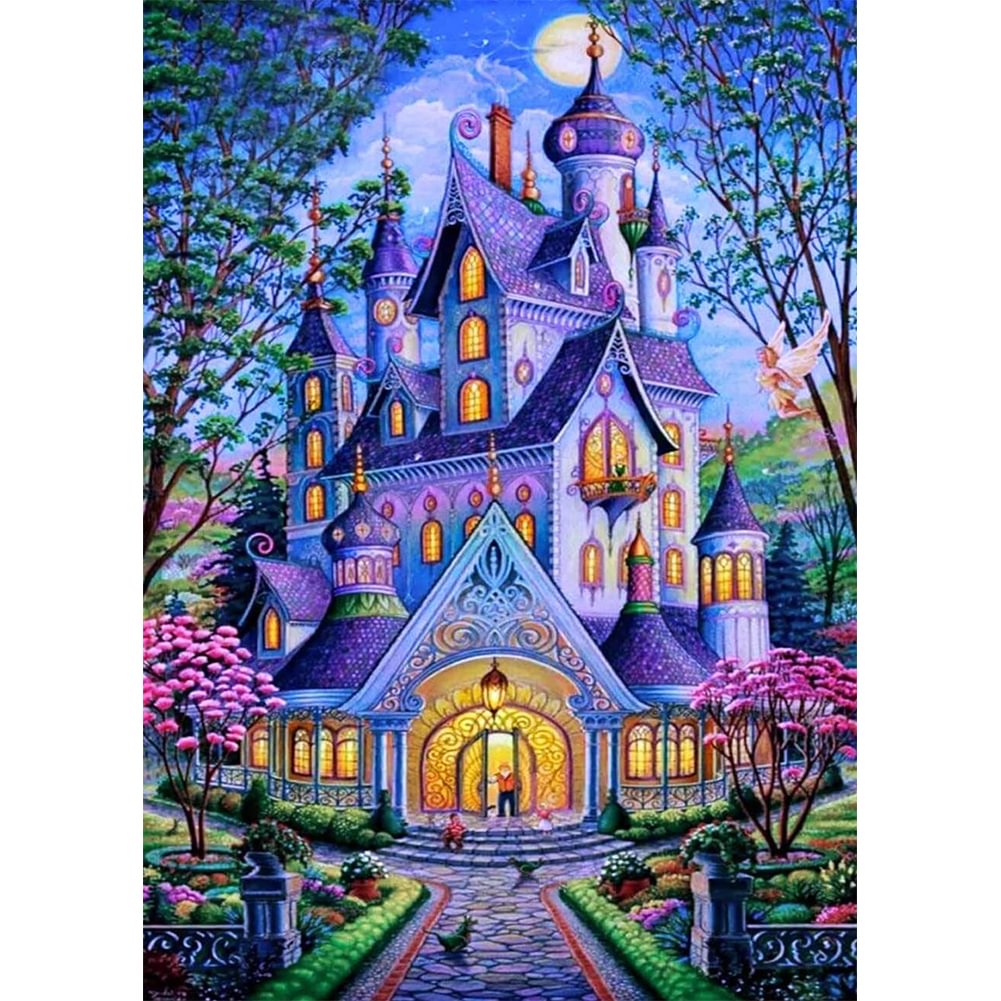 Purple Castle Villa - Full Round - Diamond Painting(30*40cm)