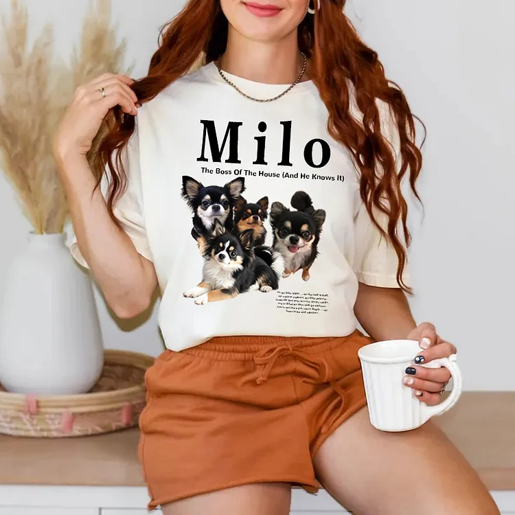 Custom Pet Photo & Name T-Shirt with Personalized Message