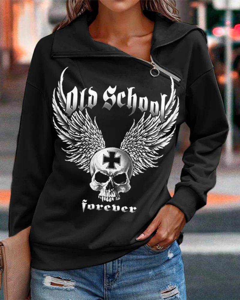 Women's Fashion Print Zip Hoodies-2301