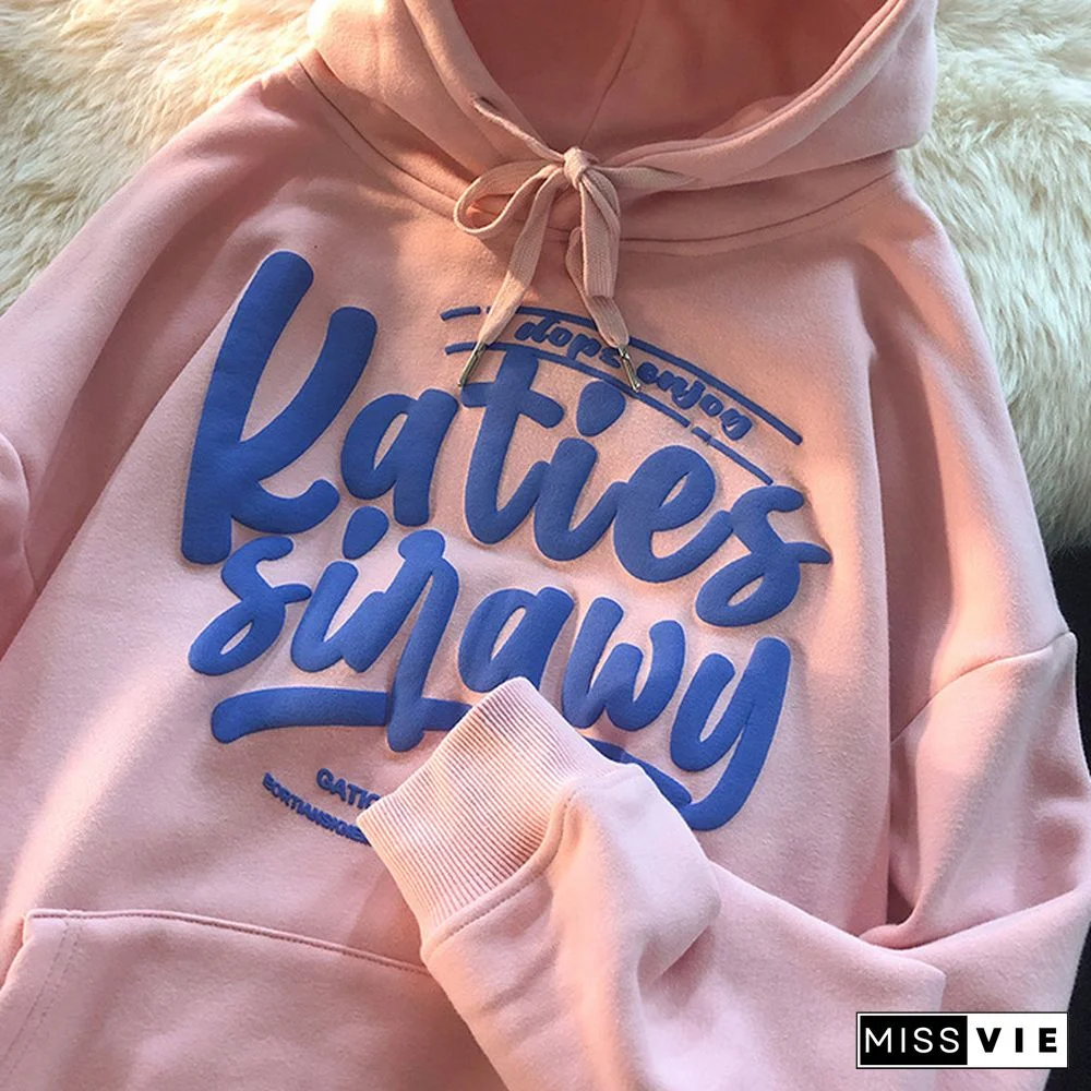 Lettering Long Sleeve Hoodie