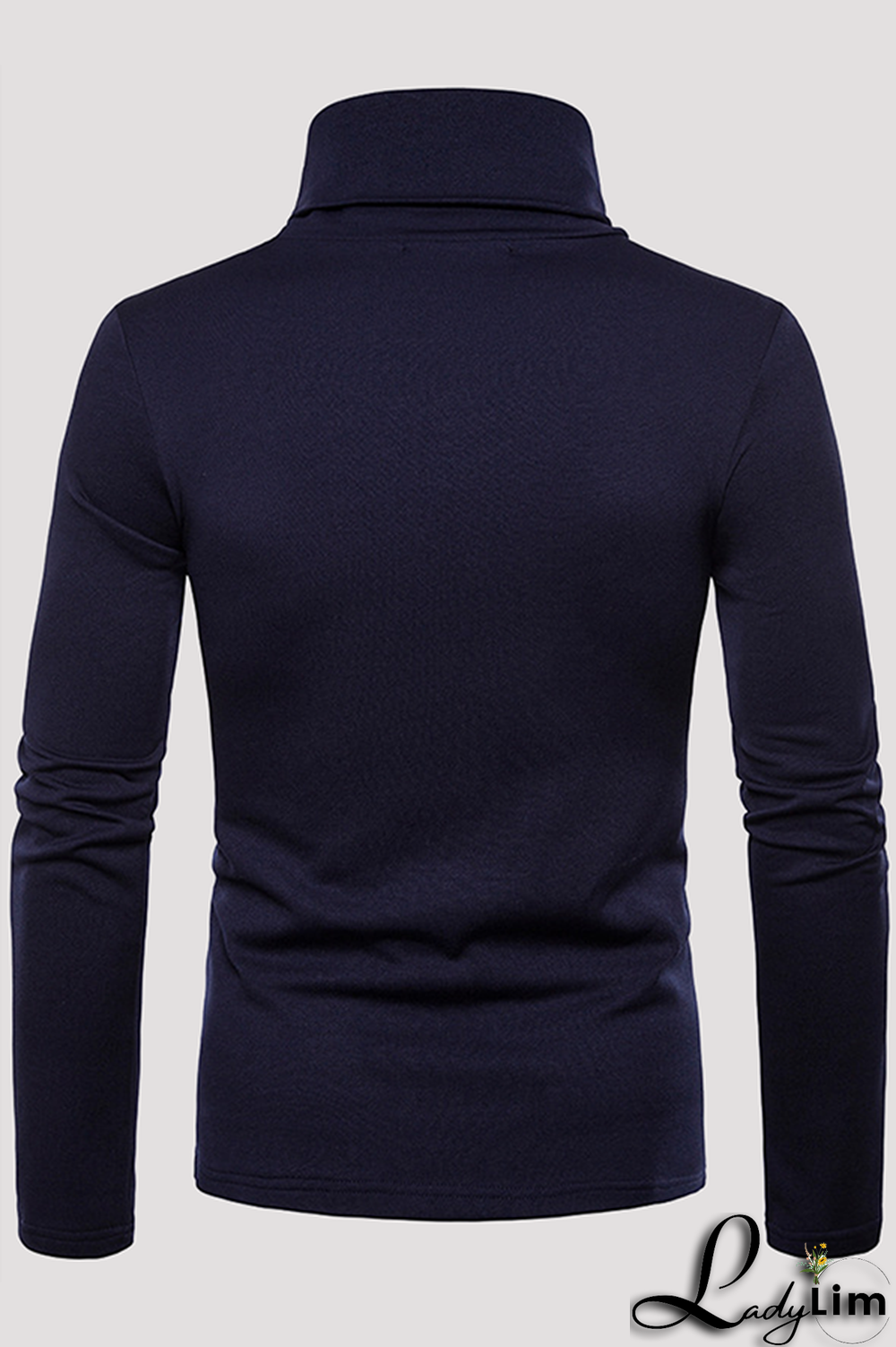 Navy Blue Fashion Casual Solid Split Joint Basic Turtleneck Tops