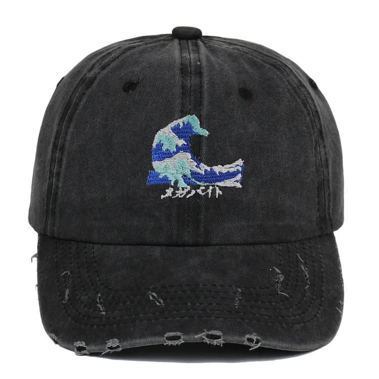 Hailang Embroidery Water Wash Vintage Old Baseball Cap Personalized Embroidery Broken Hole Polished Heel Cap