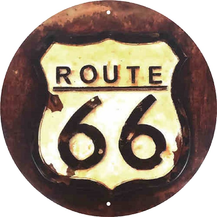 Route 66 - Tin Signs/Wooden Signs - Calligraphy Series - 12*12inches (Round)