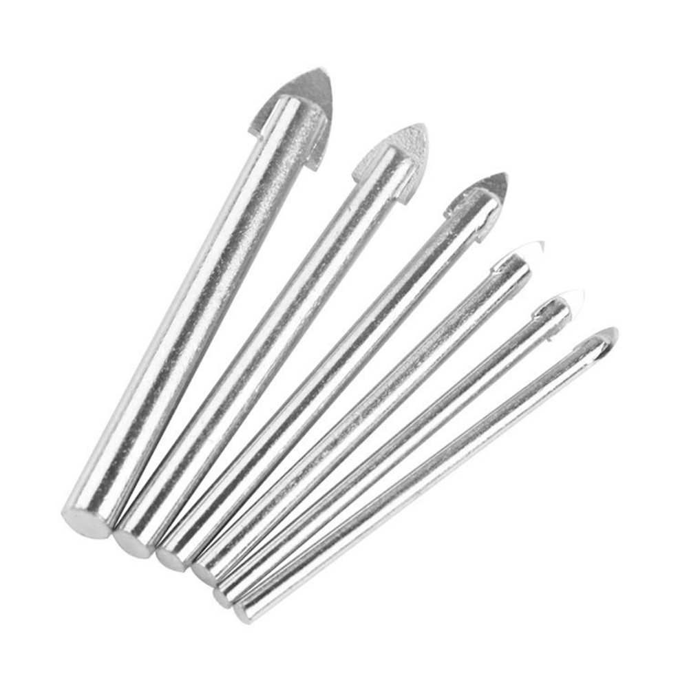 

6x Tipped Glass Drill Bit Set Ceramic Tile Cutter Triangle Hole Drill Bits, 501 Original