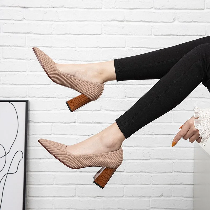 2020 new mesh breathable high-heels high-quality fabric shallow Pointed Toe Party summer high-heel womens shoes Zapatillas Mujer