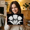 uk.everydayedeals DIY Pearl Painting With Frame - Handmade Self-Adhesive Pearls - Tulip(20*30cm)