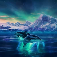 Aurora Dolphins - Diamond Painting